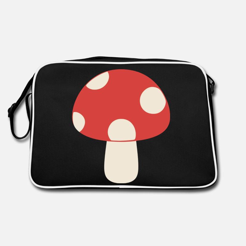 Verspielter Pilz - Retro Tasche - Schwarz/Weiß
