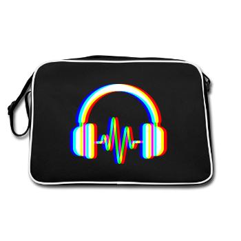 Glitch Headphones – Sound Waves - Retro Bag - black/white - Back