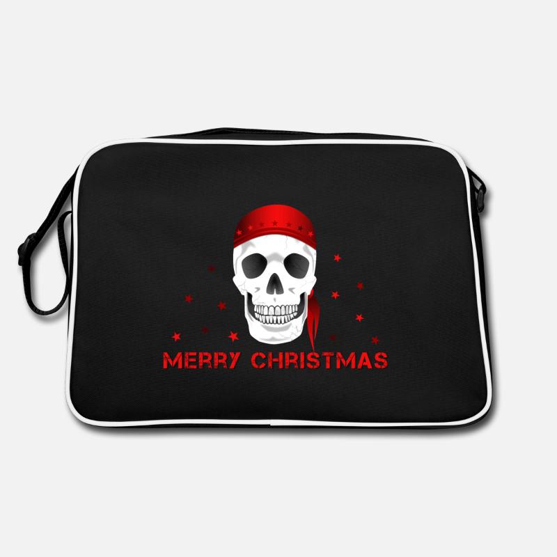 Merry Christmas skull - Retro Tasche - Schwarz/Weiß