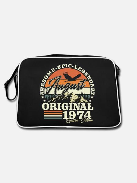 August 1974 Jahrgang Vintage Retro Geburtstag - Retro Tasche - Schwarz/Weiß