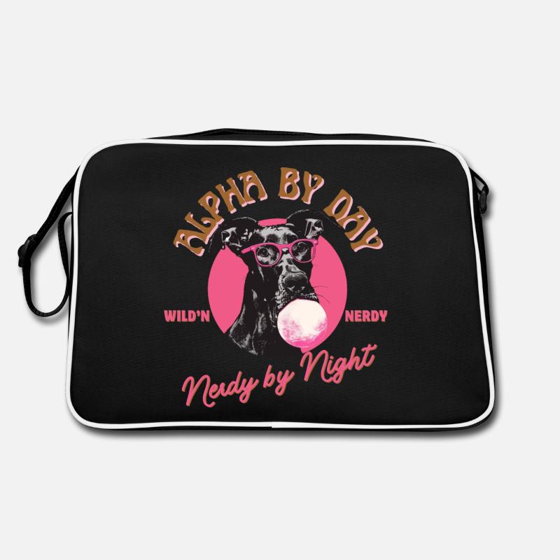 Great Dane with glasses and chewing gum Retro Bag
