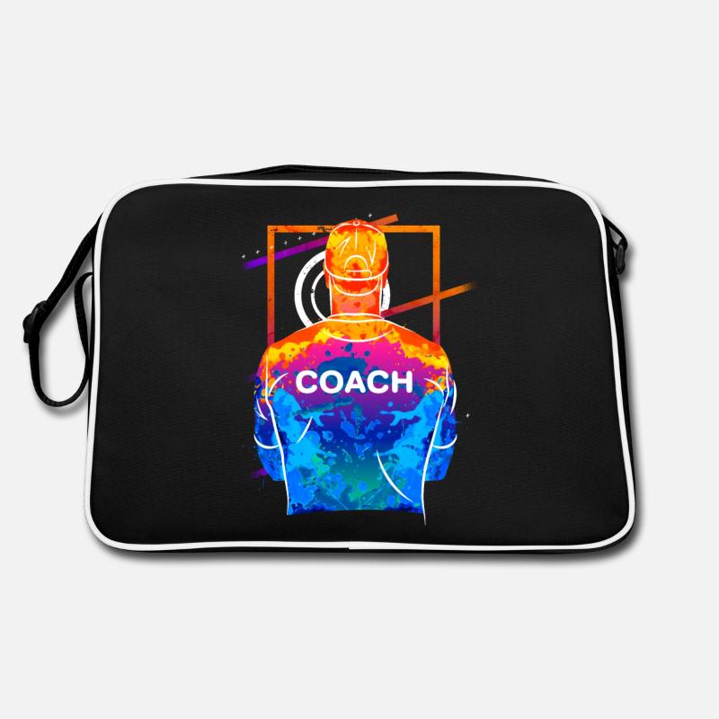 Trainer Coach Trainieren Training Sport Team - Retro Tasche - Schwarz/Weiß