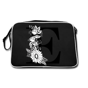 Lettre e floral noir et blanc - Sac Retro - noir/blanc - Dos