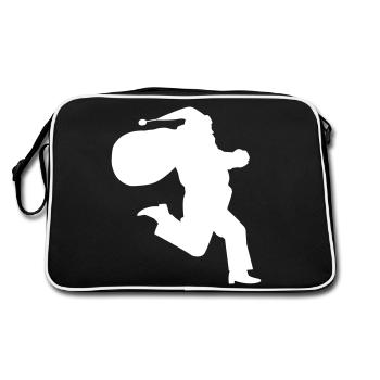 Santa Claus is running - Retro Tasche - Schwarz/Weiß - Hinten