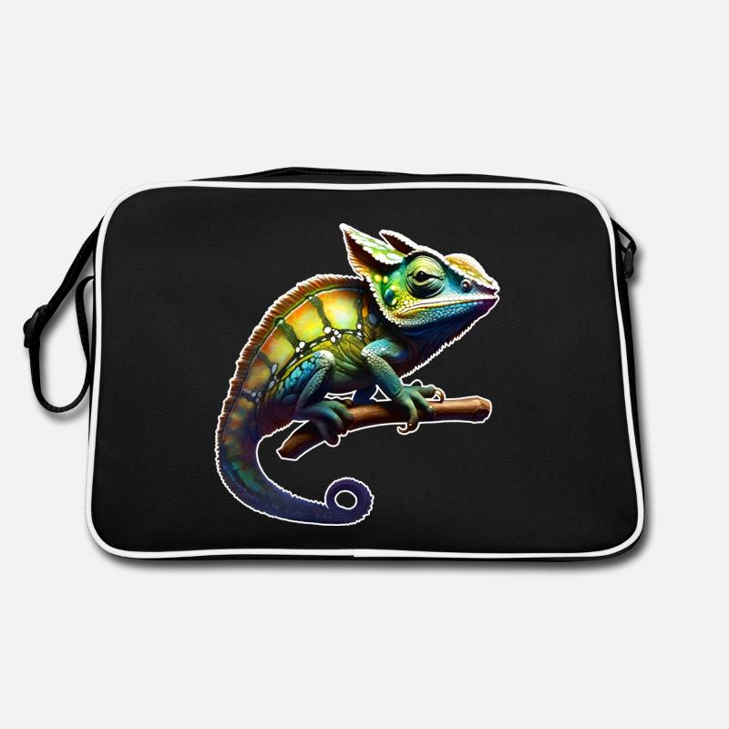 Cooles Camouflage Chameleon - Retro Tasche - Schwarz/Weiß