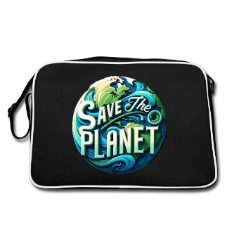 Save the planet - Retro Bag - black/white - Back