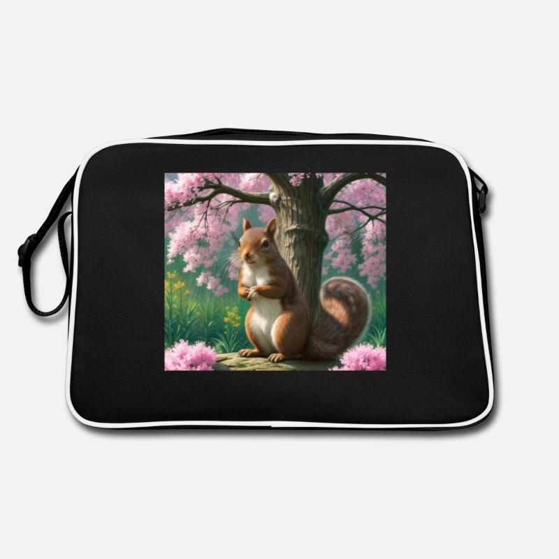 Suirrel withblooming tree - Squirrel Retro Bag