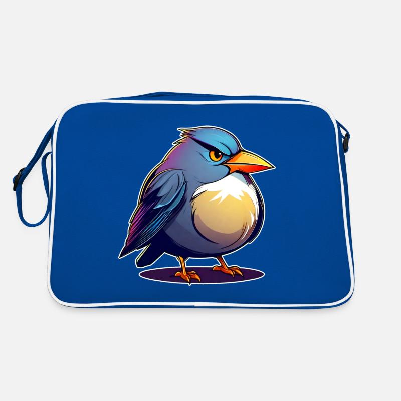 Kleiner grimmiger dicker Vogel Retro Tasche