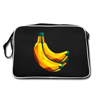 Abstract Geometric Banana - Color Design - Retro Bag - black/white - Back