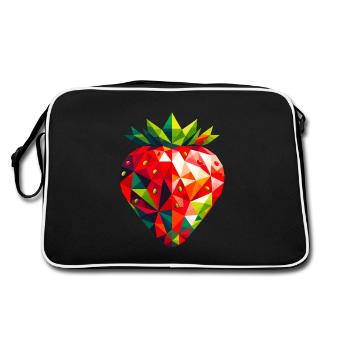 Abstrakte geometrische Erdbeere - Farbdesign - Retro Tasche - Schwarz/Weiß - Hinten