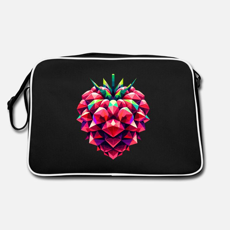 Geometric Raspberry: Vivid Low-Poly Artwork Retro Bag