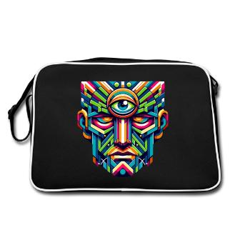 Vibrant Cyclops Vision: Mythical Tribal Art - Retro Bag - black/white - Back