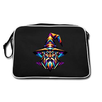 Medieval Fantasy Wizard: Geometric Magic Art - Retro Bag - black/white - Back