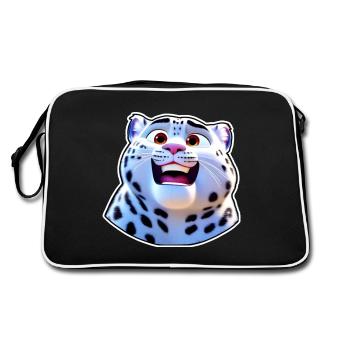 Mignon léopard des neiges dans le style bande dessinée - Sac Retro - noir/blanc - Dos
