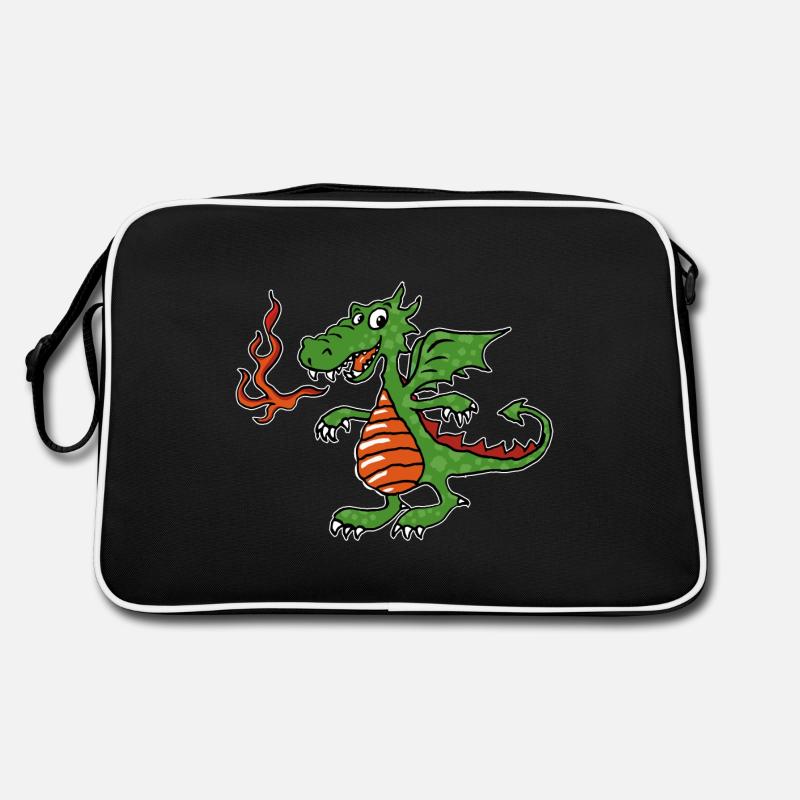 Petit dragon de feu - Sac Retro - noir/blanc