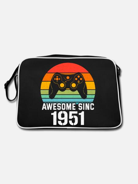1951 Geburtstagsgeschenk für alle Gamer 1951 - Retro Tasche - Schwarz/Weiß - Hinten