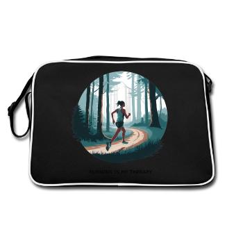 La course à pied est ma thérapie – Courir dans la nature - Sac Retro - noir/blanc - Dos