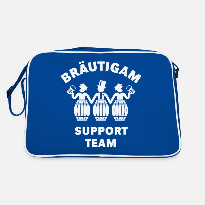 Bräutigam Support Team (JGA / Bierfässer / White) Retro Tasche