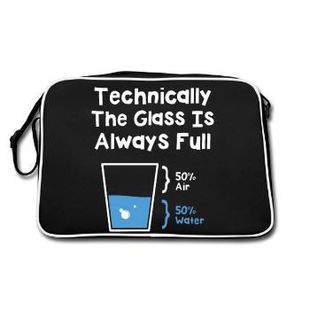 Technically The Glass Is Always Full - Retro Bag - black/white - Back