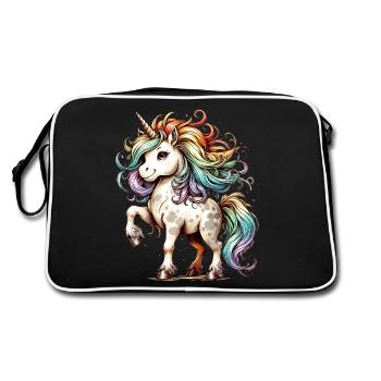 Das tollste Einhorn der Welt | Regenbogen-Einhorn - Retro Tasche - Schwarz/Weiß - Hinten