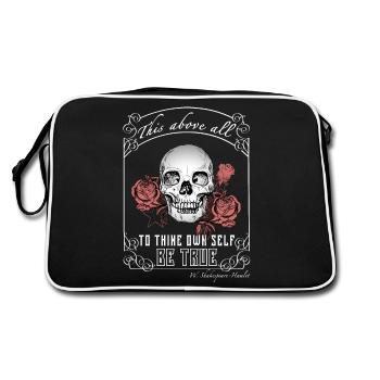 Hamlet's quote "be true"-dark academia - Retro Bag - black/white - Back
