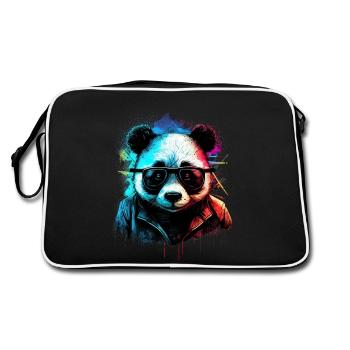 Futuristic panda - Retro Bag - black/white - Back