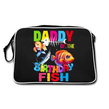 Daddy Of The Birthday Fishing Daddy Fish Birthday - Retro Bag - black/white - Back