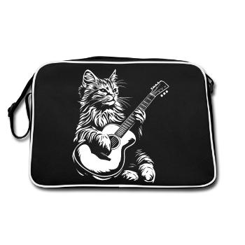 Chat guitare rock musique métal - Sac Retro - noir/blanc - Dos