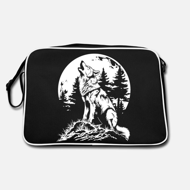 Wolf Mond Wald Retro Tasche