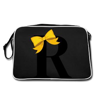 Letter r yellow bow - Retro Bag - black/white - Back