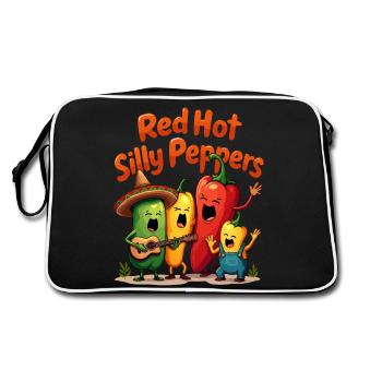 Rote Hot Silly Paprika - Retro Tasche - Schwarz/Weiß - Hinten
