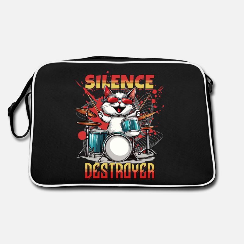 Drums Drums Silence Destroyer Cat Funny Retro Bag