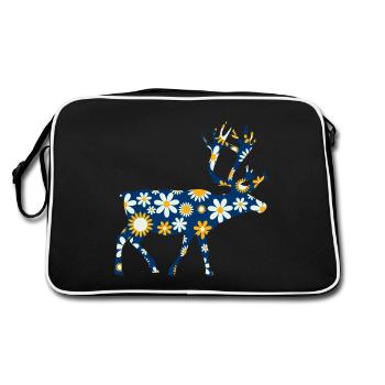 Reindeer Rennes Scandinavia - Retro Bag - black/white - Back