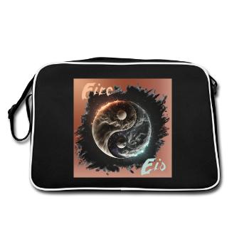 Fire & Yin Yang – Balance of the Elements - Retro Bag - black/white - Back