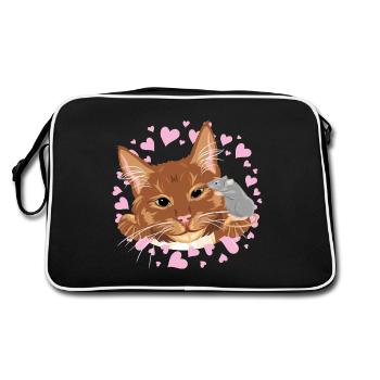Le chat roux et la souris mignonne sont les meilleurs amis - Sac Retro - noir/blanc - Dos