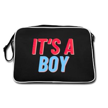 It s a Boy - Es ist ein Junger - Geburt Reveal - Retro Tasche - Schwarz/Weiß - Hinten