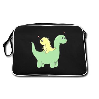 Couple de dinosaures mignon - Sac Retro - noir/blanc - Dos