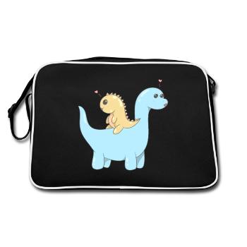 Couple de dinosaures mignon - Sac Retro - noir/blanc - Dos