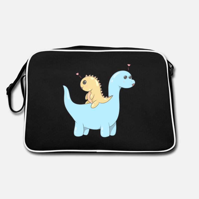 Süßes Dinosaurier Pärchen Retro Tasche