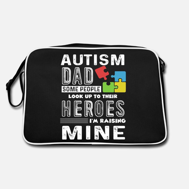 Sensibilisation à l'autisme Papa autisme - Sac Retro - noir/blanc