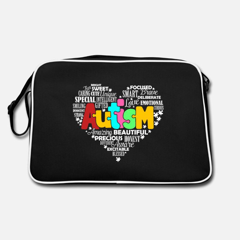 Autismus Bewusstsein Autismus Herz - Retro Tasche - Schwarz/Weiß