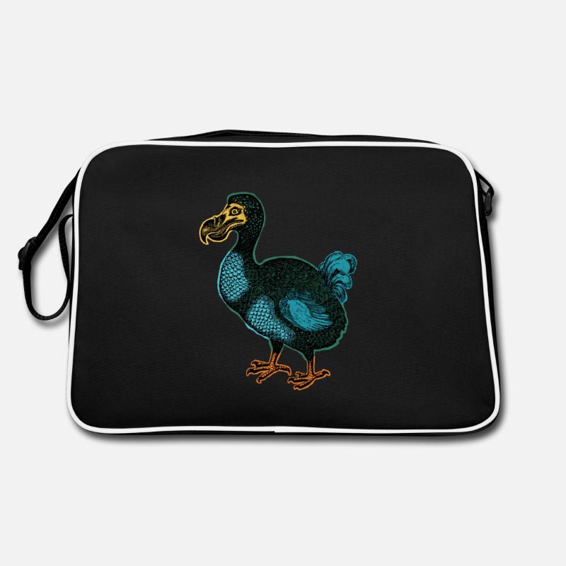 Dodo Radierung schwarz mit Farbblöcken Retro Tasche