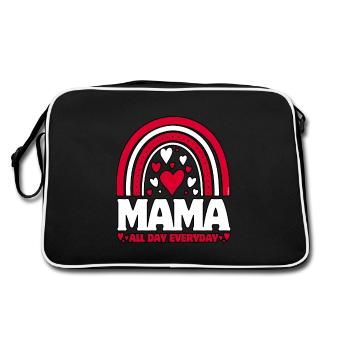Muttertag - Mama jeden Tag... - Retro Tasche - Schwarz/Weiß - Hinten