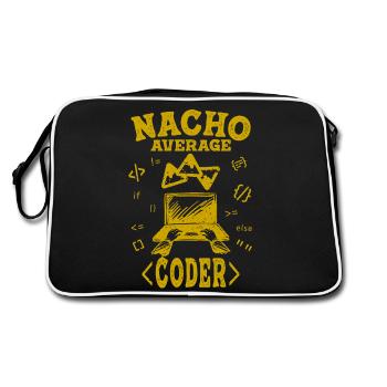 Programmierer Codierung Lustig Nacho Durchschnittlicher Hacker Computer - Retro Tasche - Schwarz/Weiß - Hinten
