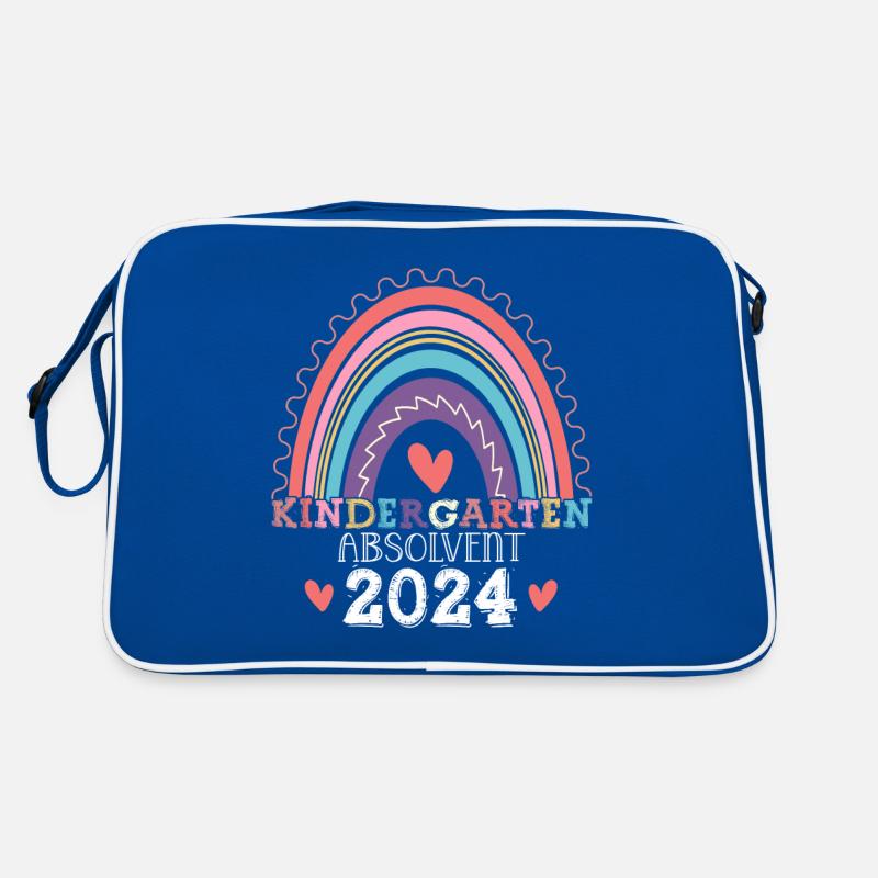 Kindergarten Absolvent 2024 Regenbogen Einschulung Retro Tasche