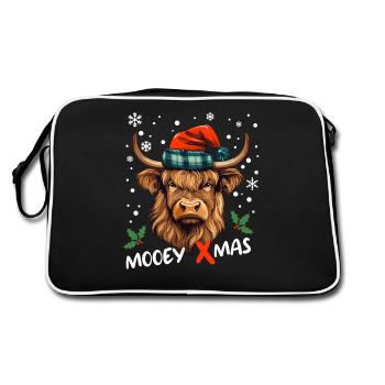 Scottish Highland Cow Celebrates Christmas Moo - Retro Bag - black/white - Back