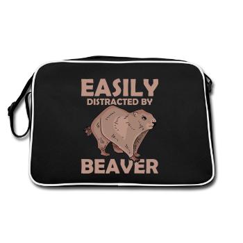Facilement distrait par un animal rongeur castor - Sac Retro - noir/blanc - Dos