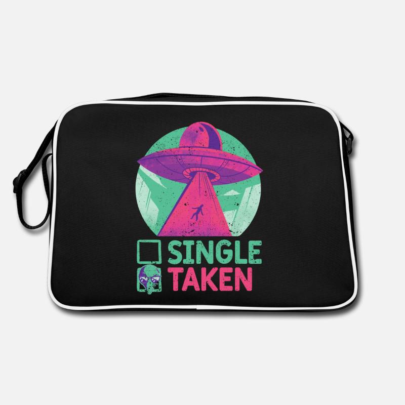 Single oder genommen Lustig Alien UFO Valentinstag Retro Tasche