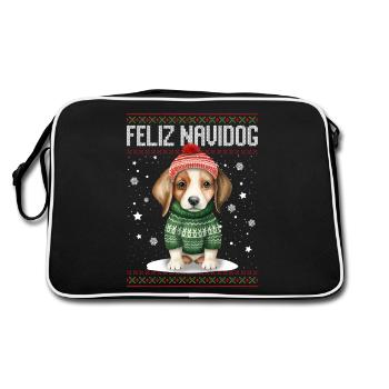 Chien Beagle Feliz Navidog - Feliz Navidad Noël - Sac Retro - noir/blanc - Dos