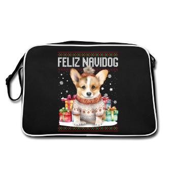 Corgi Dog Feliz Navidog - Feliz Navidad Noël - Sac Retro - noir/blanc - Dos